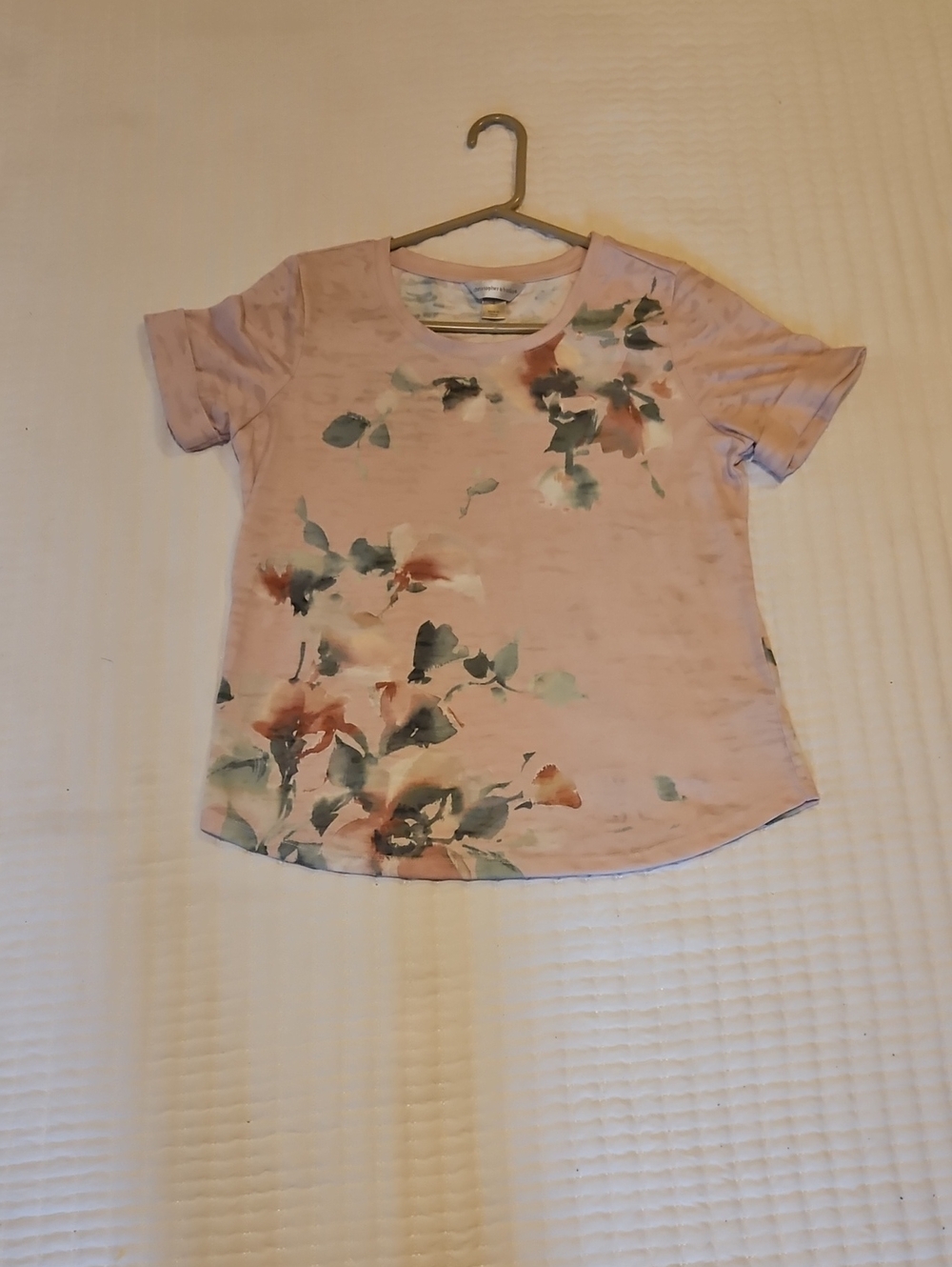 Christopher & Banks Pink Floral Short Sleeve Top